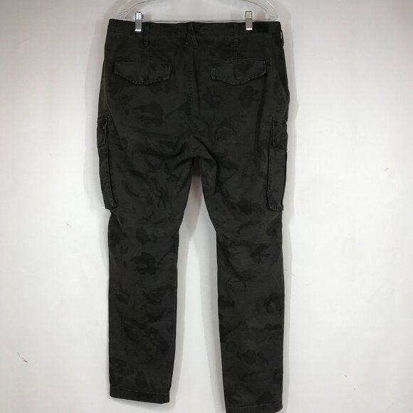 HUDSON - MENS 34 - OLIVE CAMO COTTON BLEND CARGO PANTS - Picture 4 of 8